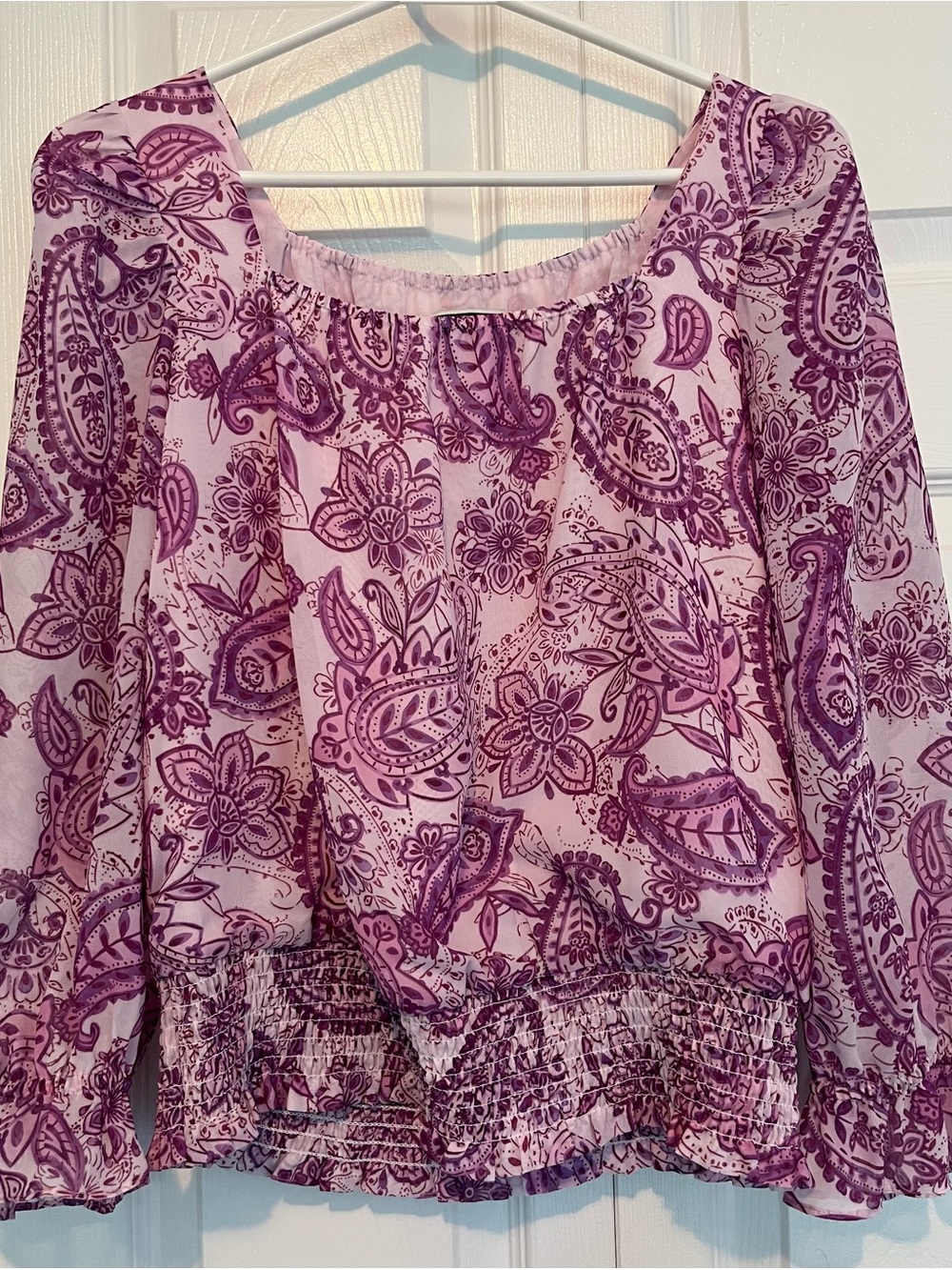 Purple Paisley Off-Shoulder Blouse by Melanie Lyne